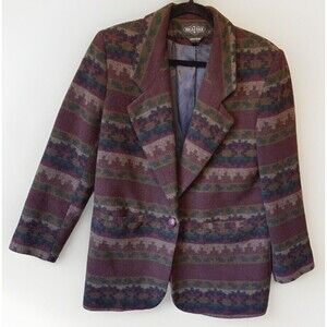 Braetan Blazer Womens Small Southwest‎ Aztec Multicolor Pockets Wool Blend Lined